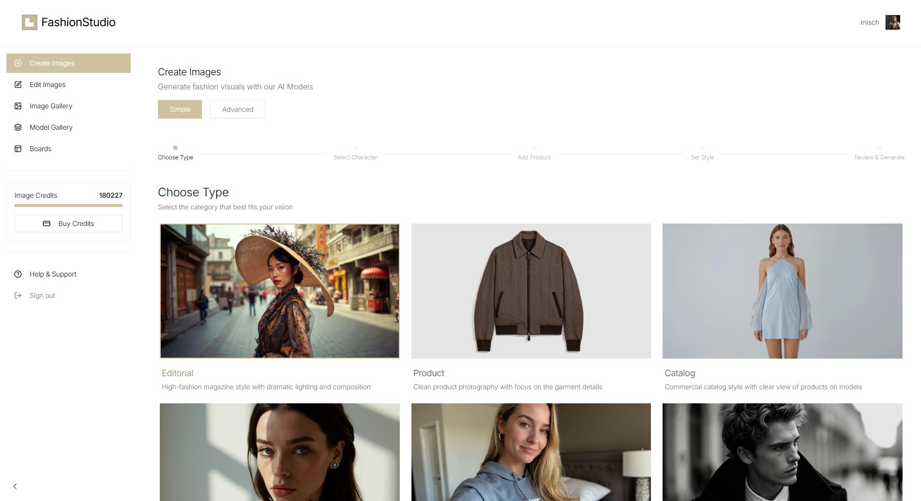 LetzAI FashionStudio Guided Image Creation
